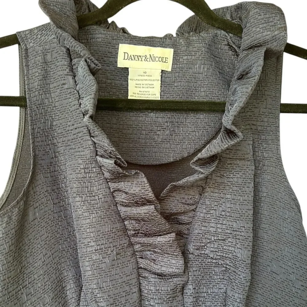 David & Nicole Navy Blue Ruffle Collar Dress Size 10 - Picture 4 of 7